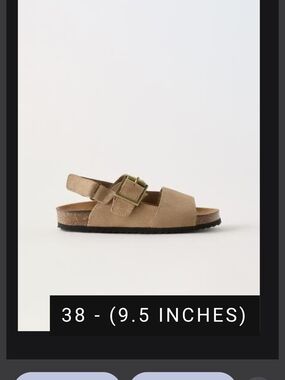 Zara Beige Suede Buckle Slingback Sandals